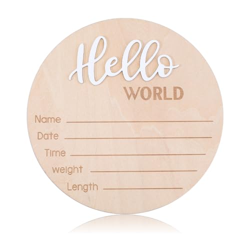 CRASPIRE Baby-Ankündigungsschild, Flach, Rund, „Hallo Welt“, Willkommensschild Für Neugeborene, Hölzerne Baby-Foto-Requisiten, Geburtsanzeige-Schild, Namensschilder Für Mädchen, Jungen, Foto-Requisite CRASPIRE Baby-Ankündigungsschild, Flach, Rund, „Hallo Welt“, Willkommensschild Für Neugeborene, Hölzerne Baby-Foto-Requisiten, Geburtsanzeige-Schild, Namensschilder Für Mädchen, Jungen, Foto-Requisite von craspire