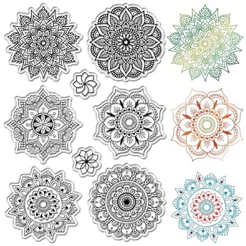 CRASPIRE Blumen-Klarstempel, Mandala-Pflanzen, Wiederverwendbar, Retro, Transparent, Silikon-Stempelsiegel Für Valentinstag, Scrapbooking, Fotoalbum, Dekoratives Journaling, Kartenherstellung, DIY von craspire