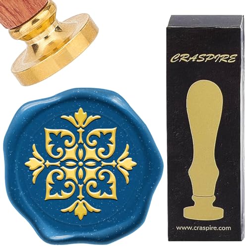 CRASPIRE Blumen-Wachssiegelstempel, Retro-Vintage-Muster, Siegelwachsstempel, 25 mm, Abnehmbarer Messingkopf Mit Palisandergriff Für DIY-Scrapbooking, Einladungen, Geschenkpapier, Umschläge Weinpakete von craspire