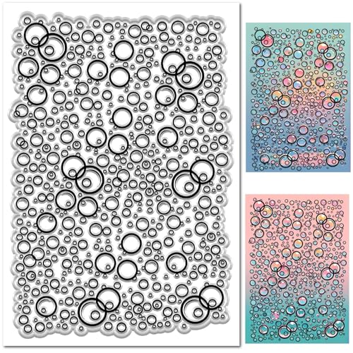 CRASPIRE Bubble Clear Stamp for Card Making Pink Blue Green Drop of Water Rubber Silicone Background Reusable Transparent Seals for Journaling DIY Scrapbooking Embossing Album Photo Craft Decor von craspire