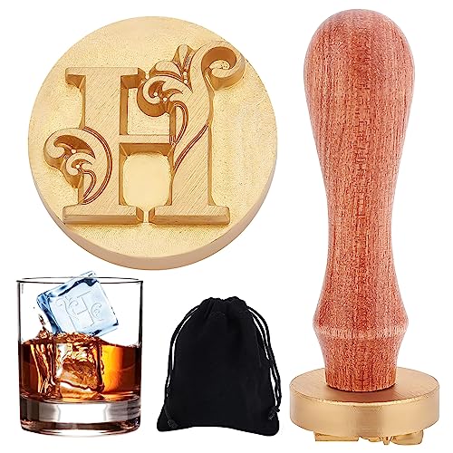 CRASPIRE Buchstabe Eisstempel H Eiswürfelstempel Ice Branding Stempel mit abnehmbarem Messingkopf & Holzgriff Vintage Vine H Eisstempel für DIY Handwerk Cocktail Whiskey Mojito Getränke Bar von craspire