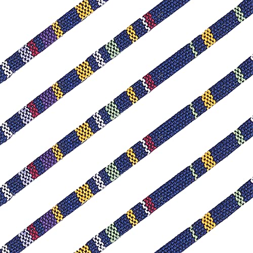 CRASPIRE Ethnische Stoffschnur, Boho, 5 mm, flaches Polyesterseil, geflochten, für selbstgemachte Geschenkverpackungen, Armbänder, Halsketten, Schmuckzubehör, 9,1 m (Mitternachtsblau) von craspire