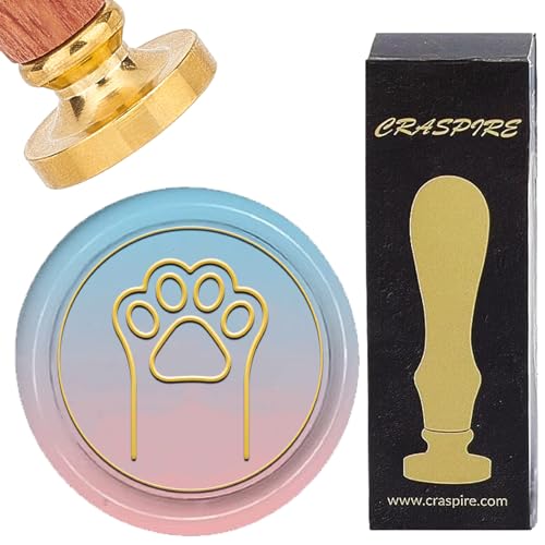 CRASPIRE Fußabdruck-Wachssiegelstempel, Katzenpfote, Retro-Siegelwachsstempel, 25 mm, Abnehmbarer Messingkopf Mit Palisandergriff Für DIY-Scrapbooking, Einladungen, Geschenkpapier Umschläge Weinpakete von craspire