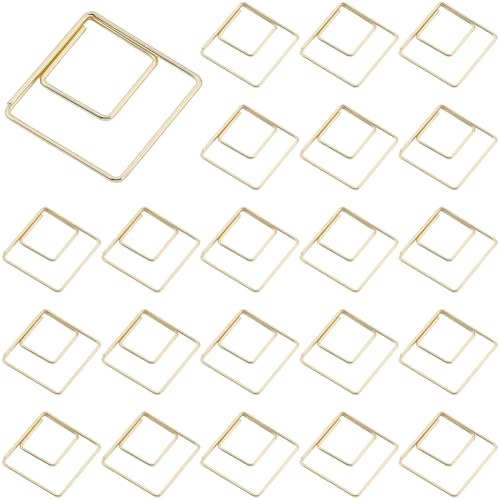 CRASPIRE Goldförmige Büroklammern, quadratisch, Metall, Eisen, geometrische Dokumente, Lesezeichen, Fotonotizen, Journaling-Dekorationen, kleine Klemmen für Studenten, Lehrer, Zuhause, Büro, Schule von craspire