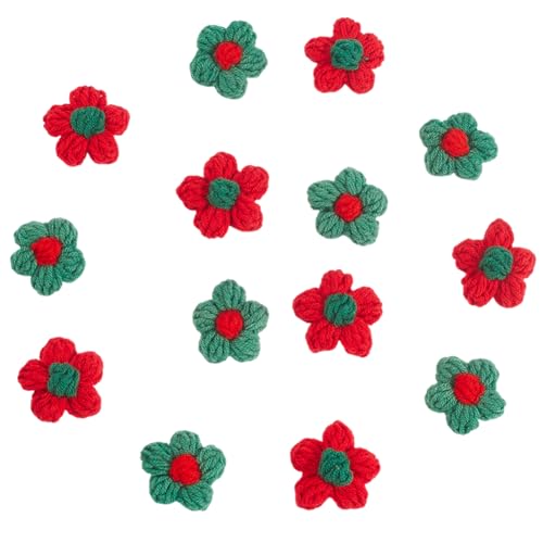 CRASPIRE Häkelblumen-Applikationen zum Aufnähen, bestickt, dekorativ, Strickgarn, Blumenstrauß, Verzierungen zum Nähen von Hüten, Jacken, Rucksäcken, Jeans, Schuhen, Taschen, Weihnachten, 30 Stück von craspire
