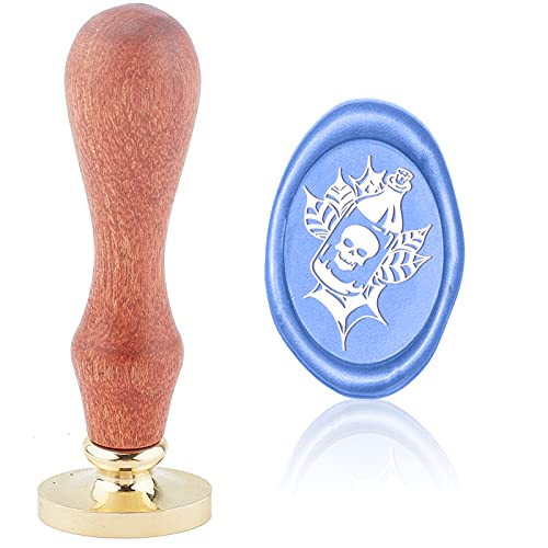 CRASPIRE Halloween-Schädel In Der Flasche, Wachssiegelstempel, Ovaler Gothic-Siegelwachsstempel, Messingkopf Mit Abnehmbarem Holzgriff, Für Halloween-Einladungskarte, Flaschengeschenk, Party von craspire