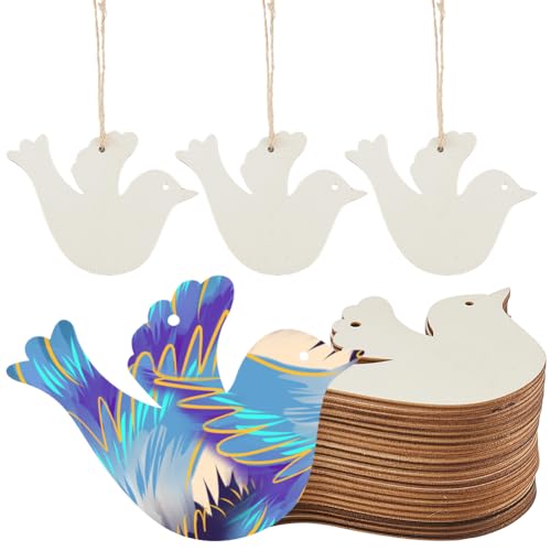 CRASPIRE Holzanhänger in Vogelform, natürliche Friedenstaube, unlackiert, blanko, Holzanhänger mit Jutekordel, Haustierhaus, Tür, für Bastelarbeiten, Verzierungen, Anhänger, Wandbehang, Ornamente CRASPIRE Holzanhänger in Vogelform, natürliche Friedenstaube, unlackiert, blanko, Holzanhänger mit Jutekordel, Haustierhaus, Tür, für Bastelarbeiten, Verzierungen, Anhänger, Wandbehang, Ornamente von craspire
