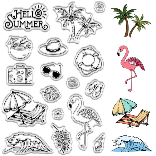 CRASPIRE Klare Stempel „Sommerurlaub“, Hawaii-Tropen-Kokosnussbaum-Strand-Flamingo, Wiederverwendbar, Retro, Transparent, Silikon-Stempelsiegel Für Urlaubskarten, Dekoration, DIY, Scrapbooking-Zubehör CRASPIRE Klare Stempel „Sommerurlaub“, Hawaii-Tropen-Kokosnussbaum-Strand-Flamingo, Wiederverwendbar, Retro, Transparent, Silikon-Stempelsiegel Für Urlaubskarten, Dekoration, DIY, Scrapbooking-Zubehör von craspire
