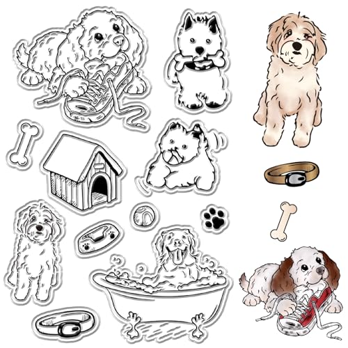 craspire Klare Stempel Mit Hund, Welpe, Haustier, Hundehütte, Knochen, Tier, Retro, Transparent, Silikon-Stempelsiegel Für Journaling, Kartenherstellung, Notizbuch, Dekor, DIY, Scrapbooking craspire Klare Stempel Mit Hund, Welpe, Haustier, Hundehütte, Knochen, Tier, Retro, Transparent, Silikon-Stempelsiegel Für Journaling, Kartenherstellung, Notizbuch, Dekor, DIY, Scrapbooking von craspire