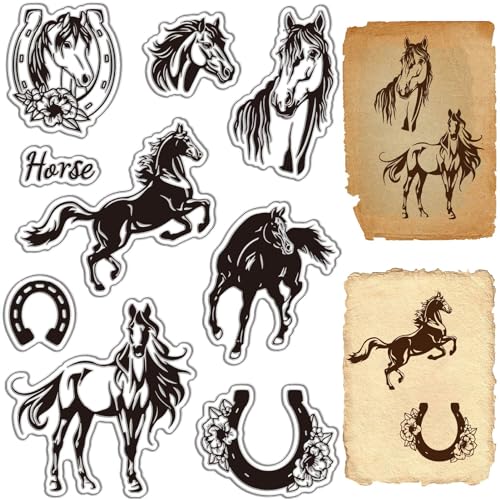 craspire Klare Stempel Mit Pferd, Tier-Hufeisen, Retro, Wiederverwendbarer Hintergrund, Poststempel, Transparente Silikon-Stempelsiegel Für Journaling, Kartenherstellung, Dekor, DIY, Scrapbooking craspire Klare Stempel Mit Pferd, Tier-Hufeisen, Retro, Wiederverwendbarer Hintergrund, Poststempel, Transparente Silikon-Stempelsiegel Für Journaling, Kartenherstellung, Dekor, DIY, Scrapbooking von craspire