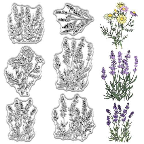 craspire Klare Stempel Mit Pflanzenmotiv Vintage Blatt Lavendel Wiederverwendbare Transparente Silikon Stempelsiegel Für Die Erstellung von Tagebüchern Karten Dekoration DIY Scrapbooking Fotoalbum von craspire