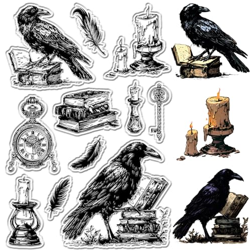 craspire Klare Stempel Mit Rabenmotiv Vintage Stempel Halloween Wiederverwendbare Feder Transparente Dekorative Silikonsiegel Zum Basteln DIY Journaling Scrapbooking Kartenherstellung Fotoalbum craspire Klare Stempel Mit Rabenmotiv Vintage Stempel Halloween Wiederverwendbare Feder Transparente Dekorative Silikonsiegel Zum Basteln DIY Journaling Scrapbooking Kartenherstellung Fotoalbum von craspire
