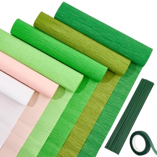 CRASPIRE Krepppapier-Luftschlangen, bunte Papierblumen, DIY-Kits, 6 Rollen, Krepppapierbögen, 36 m grünes Klebeband, 50 Stück Blumen-Eisendraht für Hochzeit, Geburtstag, Urlaub, Party-Dekoration (24 x CRASPIRE Krepppapier-Luftschlangen, bunte Papierblumen, DIY-Kits, 6 Rollen, Krepppapierbögen, 36 m grünes Klebeband, 50 Stück Blumen-Eisendraht für Hochzeit, Geburtstag, Urlaub, Party-Dekoration (24 x von craspire