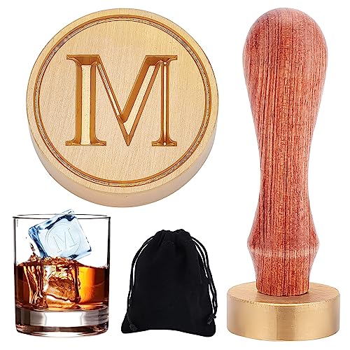 CRASPIRE M Ice Stamp Letter Ice Cube Stamp Ice Branding Stamp with Removable Brass Head & Wood Handle Vintage Ice Stamp for DIY Crafting Cocktail Whiskey Mojito Drinks Bar Making von craspire
