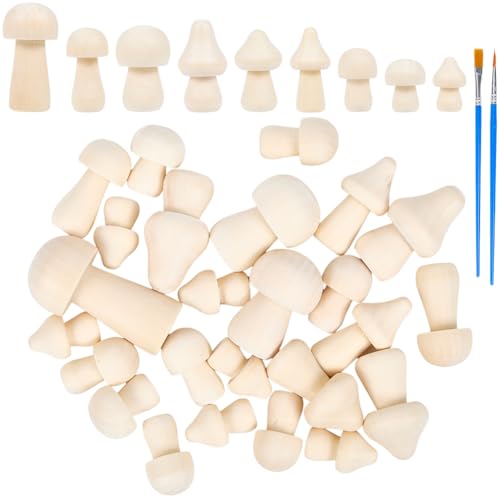 CRASPIRE Mini-Figuren aus unlackiertem Holz, Pilzform, unlackiert, Feen-Motiv, Frühlings- und Sommermotiv, Mini-Figuren mit Pinseln, für Bastelarbeiten, Bastelprojekte, Dekorationszubehör, 25 Stück von craspire