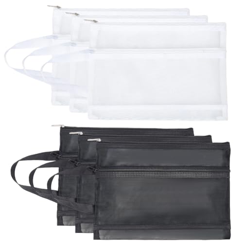 CRASPIRE Netztaschen mit Reißverschluss, A4, doppellagig, tragbar, Nylon, gut sichtbar, Baustein-Aufbewahrungstasche, Griff für Schule, Büro, Spiele, Reisen, 6 Stück, 2 Farben, Schwarz / Weiß CRASPIRE Netztaschen mit Reißverschluss, A4, doppellagig, tragbar, Nylon, gut sichtbar, Baustein-Aufbewahrungstasche, Griff für Schule, Büro, Spiele, Reisen, 6 Stück, 2 Farben, Schwarz / Weiß von craspire