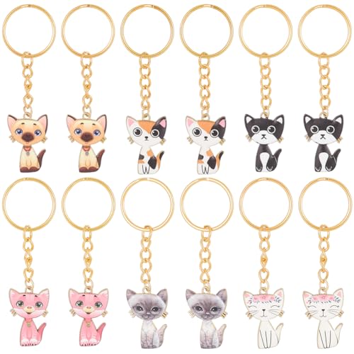 CRASPIRE Schlüsselanhänger mit Katzenmotiv, bunt, 6 Stile, kleine Legierung, Emaille, Eisen, Schlüsselanhänger, zum Aufhängen, Kawaii-Tier-Anhänger, Schlüsselanhänger für Autoschlüssel, Tasche, CRASPIRE Schlüsselanhänger mit Katzenmotiv, bunt, 6 Stile, kleine Legierung, Emaille, Eisen, Schlüsselanhänger, zum Aufhängen, Kawaii-Tier-Anhänger, Schlüsselanhänger für Autoschlüssel, Tasche, von craspire