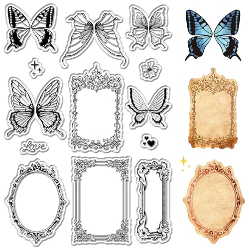 CRASPIRE Schmetterling, Transparenter Stempelrahmen, Spitze, Retro, Transparente Silikon-Stempelsiegel Für Journaling, Kartenherstellung, Notizbuch, Dekor, DIY, Scrapbooking, Handgefertigtes Fotoalbum CRASPIRE Schmetterling, Transparenter Stempelrahmen, Spitze, Retro, Transparente Silikon-Stempelsiegel Für Journaling, Kartenherstellung, Notizbuch, Dekor, DIY, Scrapbooking, Handgefertigtes Fotoalbum von craspire