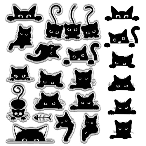 craspire Schwarze Katze, Durchsichtiger Gummistempel, Süßes Kätzchen, Tier, Vintage, Lustig, Transparent, Silikon-Siegel, Retro-Stempel, Für Journaling, Kartenherstellung, DIY, Scrapbooking von craspire