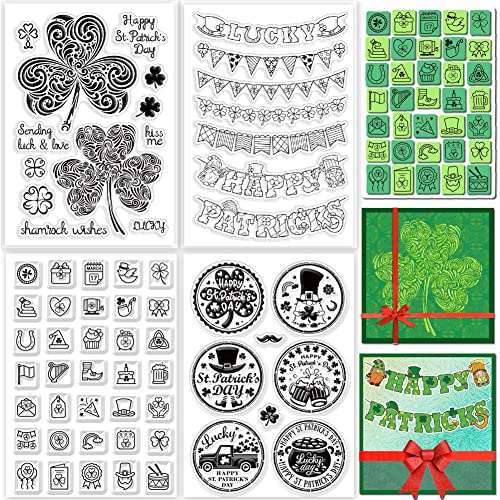 CRASPIRE St. Patrick'S Day Clear Stamp Set 4 Sheets Clear Silicone Stamps Clover Lucky Gnomes Scrapbooking Silicone Stamps For Card Making DIY Craft Embossing Photo Album von craspire