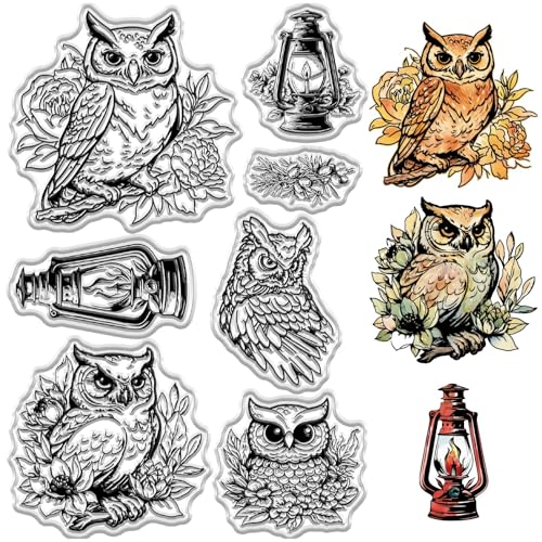 CRASPIRE Transparente Eulen-Stempel, niedliches Tier, Cartoon, Eulen, Öllampen, Blumen, Pflanzen, Vintage, wiederverwendbar, Gummi, Silikon, Stempel für Kartenherstellung, Zubehör, DIY, Scrapbooking, CRASPIRE Transparente Eulen-Stempel, niedliches Tier, Cartoon, Eulen, Öllampen, Blumen, Pflanzen, Vintage, wiederverwendbar, Gummi, Silikon, Stempel für Kartenherstellung, Zubehör, DIY, Scrapbooking, von craspire