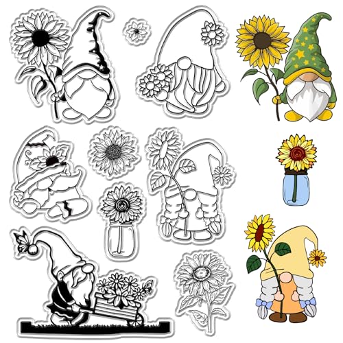 CRASPIRE Transparente Stempel mit Zwergenmotiv, Sonnenblumen, Blumen, Pflanzen, wiederverwendbar, Retro-Postmarken, transparent, Silikon, für Urlaub, Kartenherstellung, Dekoration, DIY, Scrapbooking, CRASPIRE Transparente Stempel mit Zwergenmotiv, Sonnenblumen, Blumen, Pflanzen, wiederverwendbar, Retro-Postmarken, transparent, Silikon, für Urlaub, Kartenherstellung, Dekoration, DIY, Scrapbooking, von craspire