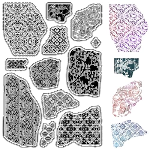 craspire Vintage-Muster, Klare Gummistempel, Hintergrundtextur, Wiederverwendbar, Retro, Transparent, Silikon-Stempelsiegel Für Journaling, Kartenherstellung, Scrapbooking, Fotoalbum, Dekorative DIY craspire Vintage-Muster, Klare Gummistempel, Hintergrundtextur, Wiederverwendbar, Retro, Transparent, Silikon-Stempelsiegel Für Journaling, Kartenherstellung, Scrapbooking, Fotoalbum, Dekorative DIY von craspire