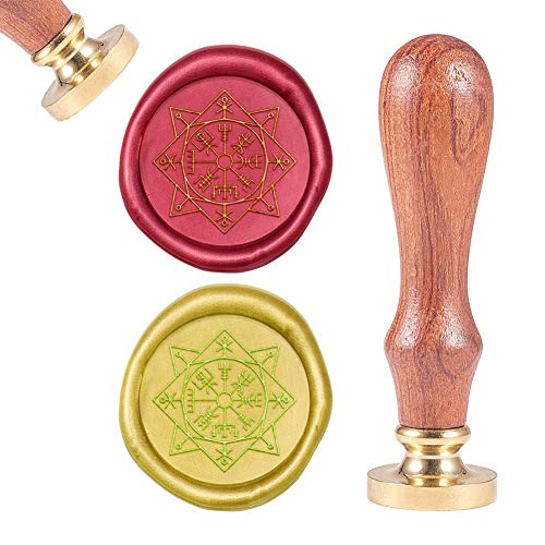 CRASPIRE Wachs-Siegel-Stempel Viking Rune Vegvisir, Siegellack Stempel Retro Holzstempel Wachssiegel 25 mm Abnehmbar Messingkopf Holzgriff Für Partyhochzeitseinladungs-Umschlag-Grußkarten-Weinflaschen von craspire