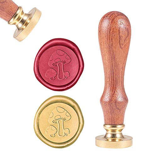 craspire Wachssiegelstempel, Wachssiegelstempel Pilz Jahrgang Wachs-Siegel-Stempel Retro Holzstempel Abnehmbar Messingdichtung Holzgriff Für Hochzeitseinladungen Verschönerung von craspire