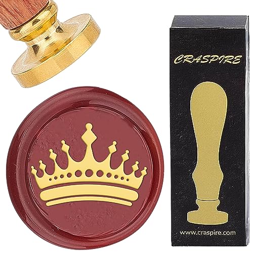 CRASPIRE Wachssiegelstempel „Krone“, 25 mm, Abnehmbarer Messingkopf, Retro-Vintage-Siegelwachsstempel Mit Holzgriff Für Hochzeit, Party, Weihnachten, Umschläge, Einladungen, Geschenkpapier, Dekoration CRASPIRE Wachssiegelstempel „Krone“, 25 mm, Abnehmbarer Messingkopf, Retro-Vintage-Siegelwachsstempel Mit Holzgriff Für Hochzeit, Party, Weihnachten, Umschläge, Einladungen, Geschenkpapier, Dekoration von craspire