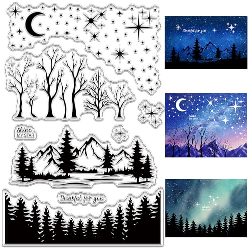 craspire Wald Berglandschaft Klarer Gummistempel Stern Mond Kiefer Vintage Transparente Silikonsiegel Stempel Retro Für Journaling Kartenherstellung DIY Scrapbooking Handgemacht Fotoalbum Notizbuch craspire Wald Berglandschaft Klarer Gummistempel Stern Mond Kiefer Vintage Transparente Silikonsiegel Stempel Retro Für Journaling Kartenherstellung DIY Scrapbooking Handgemacht Fotoalbum Notizbuch von craspire