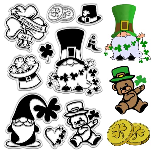 Craspire Saint Patrick's Day Durchsichtige Gummi-Stempel - Vierblättriges Kleeblatt, Gartenzwerg, Silikon-Siegel für Kartenherstellung, DIY Scrapbooking Craspire Saint Patrick's Day Durchsichtige Gummi-Stempel - Vierblättriges Kleeblatt, Gartenzwerg, Silikon-Siegel für Kartenherstellung, DIY Scrapbooking von craspire