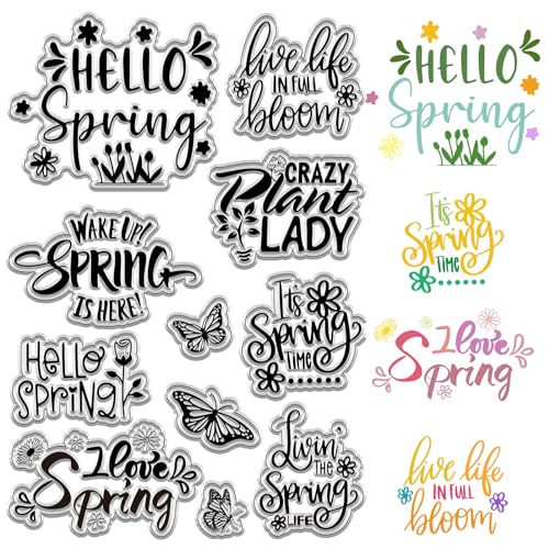 craspire „Hallo Frühling“, Transparenter Gummistempel, Schmetterlingsblumen, Vintage-Stil, Transparente Silikon-Siegelstempel Für Journaling, Kartenherstellung, DIY, Scrapbooking, Handgefertigtes craspire „Hallo Frühling“, Transparenter Gummistempel, Schmetterlingsblumen, Vintage-Stil, Transparente Silikon-Siegelstempel Für Journaling, Kartenherstellung, DIY, Scrapbooking, Handgefertigtes von craspire
