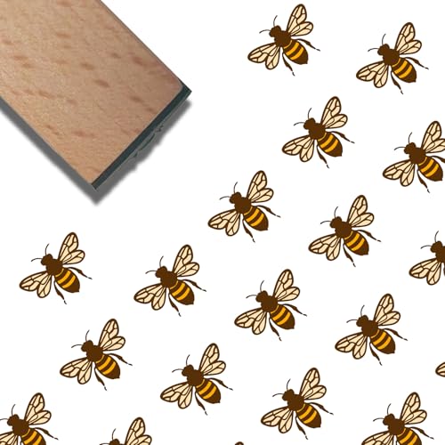 craspire 0.6 Zoll/15mm Mini Holzstempel Mit Honigbienenmuster Insekt Dekorativ Langlebig Gummi Naturholz Kleiner Quadratischer Hummelstempel Wiederverwendbar Für Kartengestaltung DIY Scrapbooking von craspire