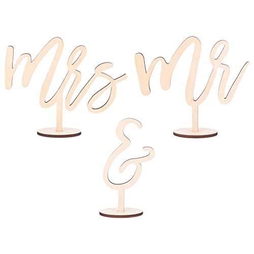 craspire 1 Set „Mr. Und Mrs.“-Schild Für Den Hochzeitstisch, Rustikales Vintage-Mr, Mrs.-Schild Aus Holz, 6.5,8 x 7,6 cm, Stehende „Mr. Mrs.“-Buchstaben, „Sweetheart“-Tischschild, Hochzeit von craspire