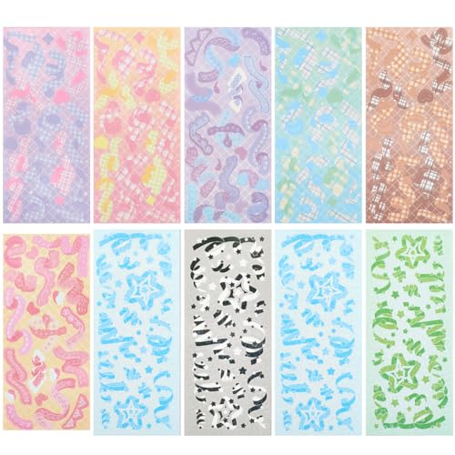craspire 10 Blatt Bandaufkleber Scrapbook Koreanische Ästhetische Aufkleber Buntes PVC Selbstklebendes Konfetti Dekorative Aufkleber Zubehör Für Scrapbooking Reisetagebuch Handyhülle Album DIY craspire 10 Blatt Bandaufkleber Scrapbook Koreanische Ästhetische Aufkleber Buntes PVC Selbstklebendes Konfetti Dekorative Aufkleber Zubehör Für Scrapbooking Reisetagebuch Handyhülle Album DIY von craspire