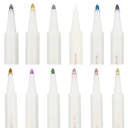 craspire 10 Farben Metallic Acrylfarbenstifte, 0.5mm Metallic Permanent Marker Wachssiegelstift Mit Box Schnelltrocknende Farbstifte Für Fotoalbum, Scrapbooking, Wachs-Siegel-Stempel von craspire