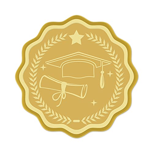 craspire 100 STÜCK Geprägte Goldfolie Zertifikatsiegel Selbstklebende Aufkleber Medaille Dekoration Aufkleber Zertifizierung Abschluss Unternehmenssiegel Notarsiegel Umschlag (Bachelor Cap) von craspire