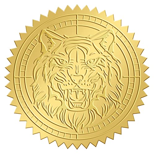 craspire 100 STÜCKE Goldfolienaufkleber Tigergeprägtes Zertifikat Selbstklebende Aufkleber 2" Medaillendekorationsaufkleber Zertifizierungsabschluss Firmennotargeschenk von craspire