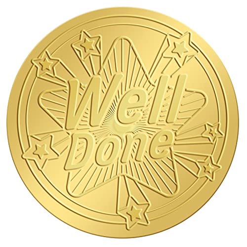 craspire 100 STÜCKE Goldfolienaufkleber Well Done Award Geprägtes Zertifikat Selbstklebende Aufkleber Medaillendekorationsaufkleber Graduierung Notarsiegel Umschlag von craspire
