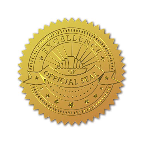 craspire 100 Stück Geprägte Goldfolien-Zertifikatsiegel Selbstklebende Aufkleber Medaillendekorationsaufkleber Zertifizierung Abschluss Corporate Seals Notarsiegel (Excellence OFFICIALA SKAL) von craspire