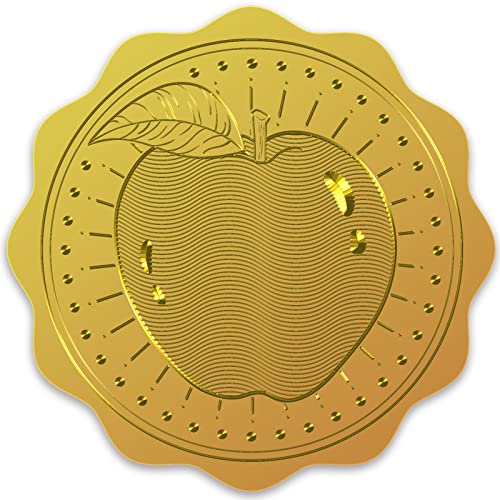 craspire 100 Stück Goldfolien-Aufkleber, Geprägte Zertifikatssiegel, Selbstklebende Aufkleber, Medaillen-Dekorationsaufkleber, Zertifizierung, Abschlussfeier, Firmennotarsiegel, Umschlag (Obst) von craspire