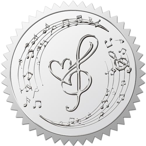 craspire 100 Stück Siegelaufkleber Mit Musiknotenprägung, 2" wasserfeste Silberfolienaufkleber, Siegel, Selbstklebende Aufkleber, Dekoretiketten Für Hochzeit, Geschenkverpackung, Auszeichnung craspire 100 Stück Siegelaufkleber Mit Musiknotenprägung, 2" wasserfeste Silberfolienaufkleber, Siegel, Selbstklebende Aufkleber, Dekoretiketten Für Hochzeit, Geschenkverpackung, Auszeichnung von craspire