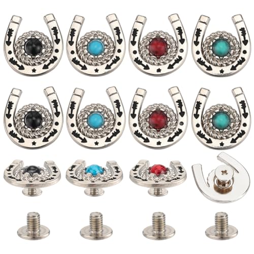 craspire 12 Stück 4 Farben Hufeisen Schraubknöpfe Conchos Im Western Cowboy Stil Dekorative Lederschnallen 19mm Türkisfarbener Edelstein Metall Vintage Retro Gussnieten Nieten Für Heimwerkerstoffe craspire 12 Stück 4 Farben Hufeisen Schraubknöpfe Conchos Im Western Cowboy Stil Dekorative Lederschnallen 19mm Türkisfarbener Edelstein Metall Vintage Retro Gussnieten Nieten Für Heimwerkerstoffe von craspire