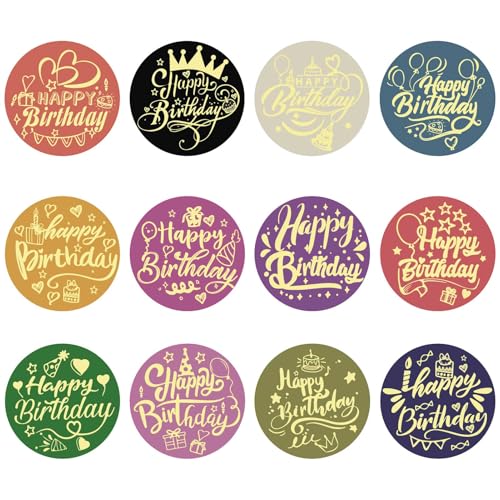 craspire 120 Stück 12 Stile Geburtstage Goldfolie 2 Zoll Aufkleber Happy Birthday Wort Bunte Aufkleber Prägepaster Selbstklebendes Rundes Etikett Für Umschläge Geschenkkarten DIY Party Dekoration craspire 120 Stück 12 Stile Geburtstage Goldfolie 2 Zoll Aufkleber Happy Birthday Wort Bunte Aufkleber Prägepaster Selbstklebendes Rundes Etikett Für Umschläge Geschenkkarten DIY Party Dekoration von craspire