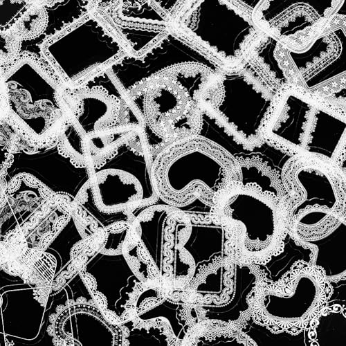 craspire 120 Stück 4 Stile Transparente Spitzenrahmen Aufkleber Vintage Selbstklebend Weißes Herz Ovales Rechteck wasserdichte Dekorative Aufkleber Für Scrapbooking DIY Handgefertigte Fotoalben von craspire
