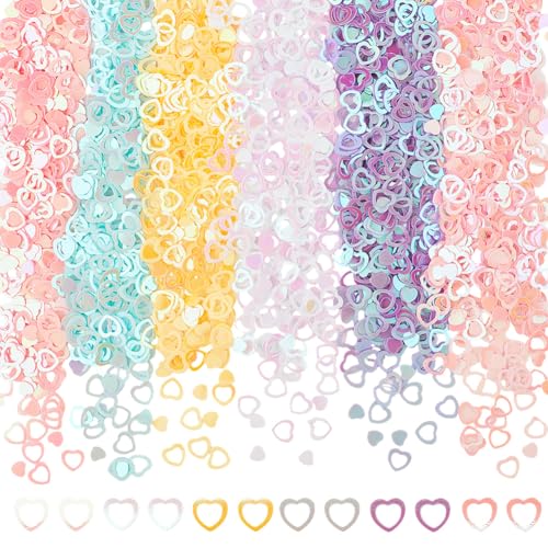 craspire 120g 6 Farben Liebesherz Glitzer Pailletten Mini Holografische Hohle Funkeln Liebes Nagelflocken Schillernde Spangles Aus Kunststoff Für DIY Scrapbooking Kartenherstellung Schmuck Nagellack von craspire