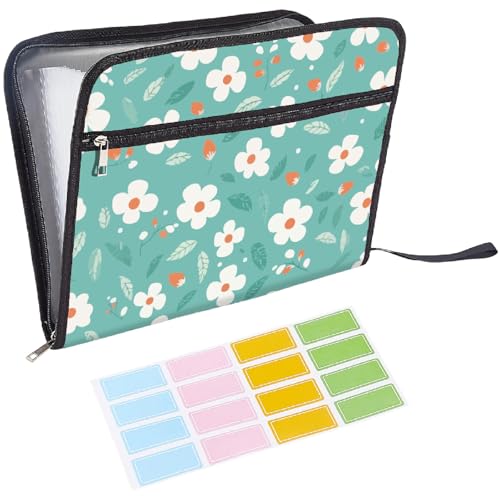 craspire 13 Fächermappe Briefgröße A4 Reißverschlusstasche Grüne Blume Akkordeon Dokumenten Organizer Mit Klebeetiketten Papiere Erweiterbarer Ablagehalter Aufbewahrung Für Zuhause Schule Büro von craspire