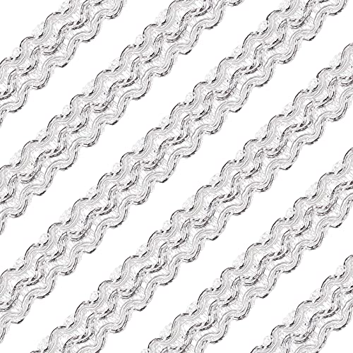 craspire 13 Yard 5/8 Zoll Gimp Braid Trim Polyester Silber Metallic Edge Woven S Wave Lace Ribbon Fabric Polsterung Hand DIY Crafts Für Geschenk Kabelbinder Nähen Curtain Slipcover Kostümzubehör von craspire
