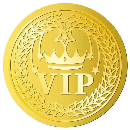 craspire 144 Stück VIP-Krone Mit Goldfolie, Geprägte Aufkleber, 2" Selbstklebende Zertifikate, Umschläge, Siegel, Aufkleber, Etiketten Für Hochzeitseinladungen, Abschlussfeiern, Unternehmensdiplome von craspire